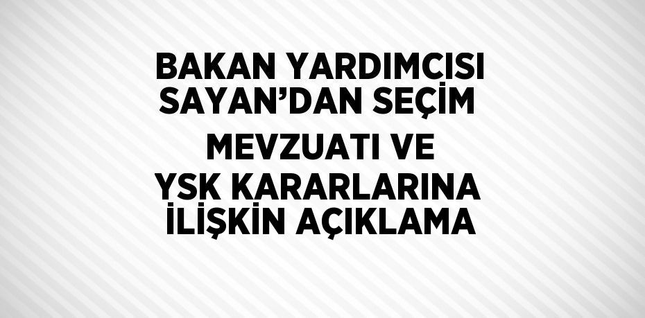 BAKAN YARDIMCISI SAYAN’DAN SEÇİM MEVZUATI VE YSK KARARLARINA İLİŞKİN AÇIKLAMA