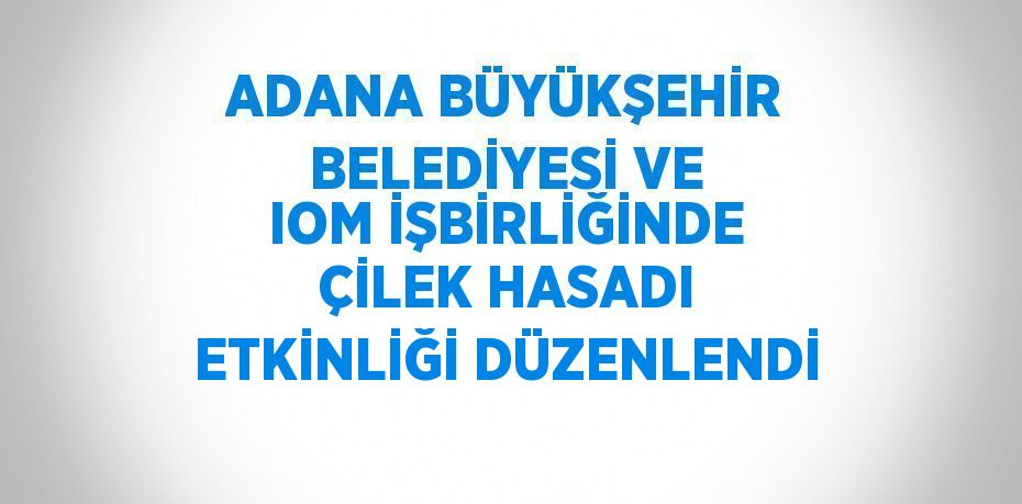 ADANA BÜYÜKŞEHİR BELEDİYESİ VE IOM İŞBİRLİĞİNDE ÇİLEK HASADI ETKİNLİĞİ DÜZENLENDİ