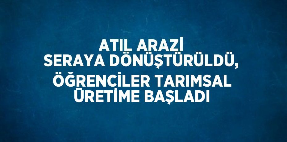 ATIL ARAZİ SERAYA DÖNÜŞTÜRÜLDÜ, ÖĞRENCİLER TARIMSAL ÜRETİME BAŞLADI