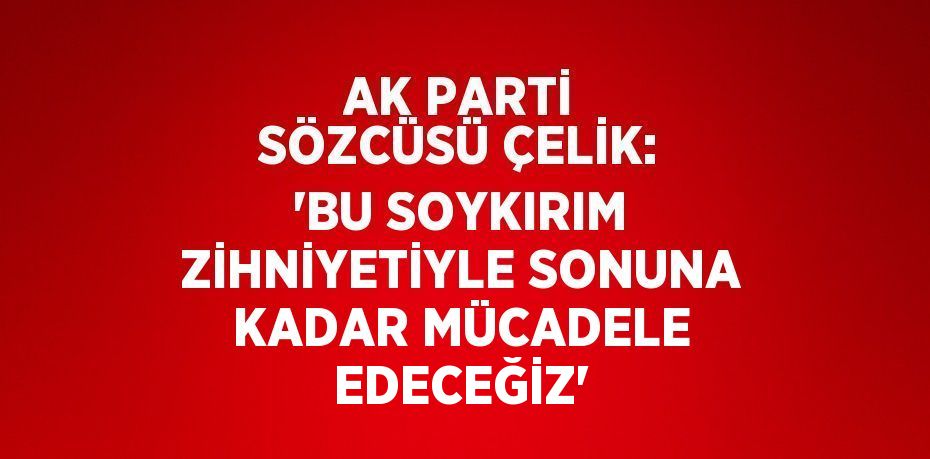 AK PARTİ SÖZCÜSÜ ÇELİK: 'BU SOYKIRIM ZİHNİYETİYLE SONUNA KADAR MÜCADELE EDECEĞİZ'