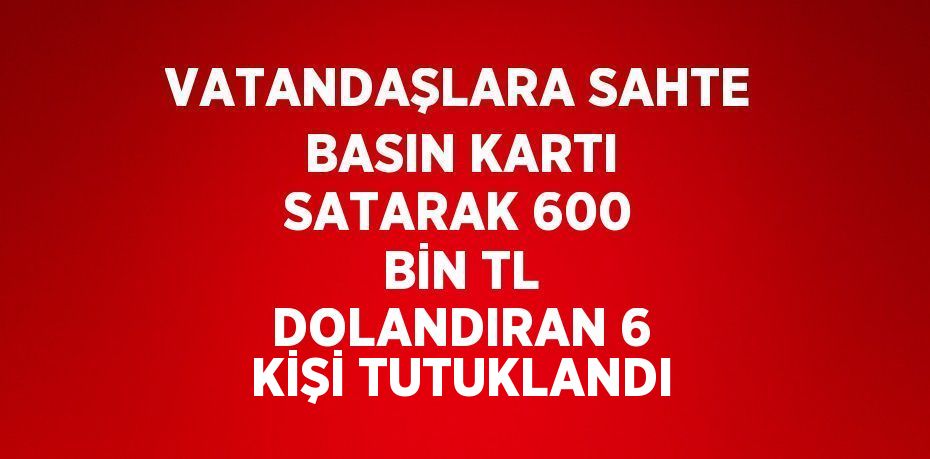 VATANDAŞLARA SAHTE BASIN KARTI SATARAK 600 BİN TL DOLANDIRAN 6 KİŞİ TUTUKLANDI