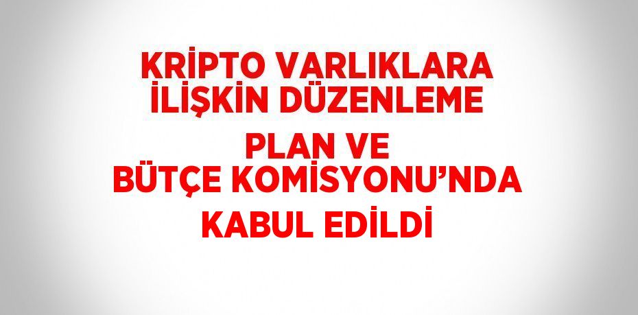 KRİPTO VARLIKLARA İLİŞKİN DÜZENLEME PLAN VE BÜTÇE KOMİSYONU’NDA KABUL EDİLDİ