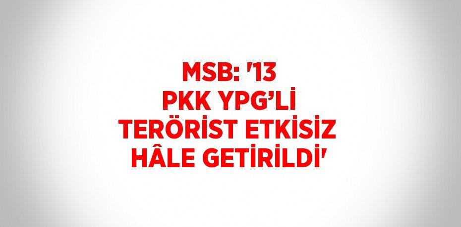 MSB: '13 PKK YPG’Lİ TERÖRİST ETKİSİZ HÂLE GETİRİLDİ'