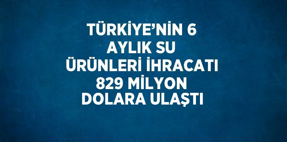 TÜRKİYE’NİN 6 AYLIK SU ÜRÜNLERİ İHRACATI 829 MİLYON DOLARA ULAŞTI