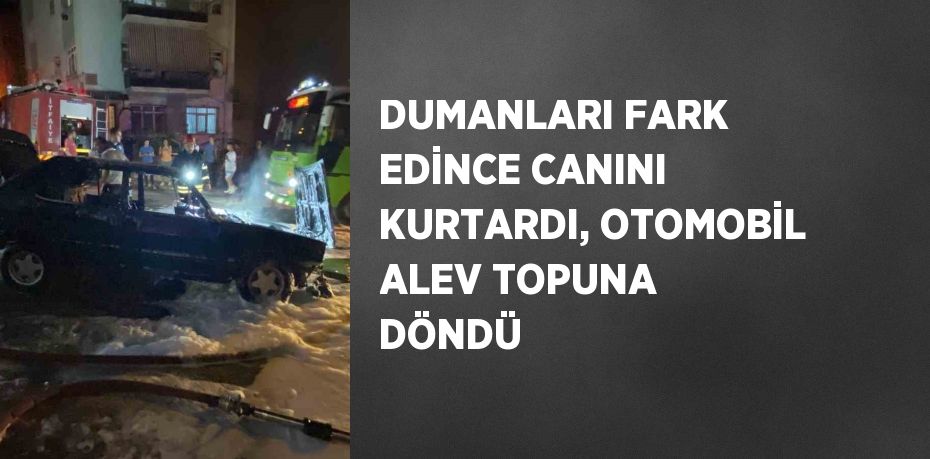 DUMANLARI FARK EDİNCE CANINI KURTARDI, OTOMOBİL ALEV TOPUNA DÖNDÜ