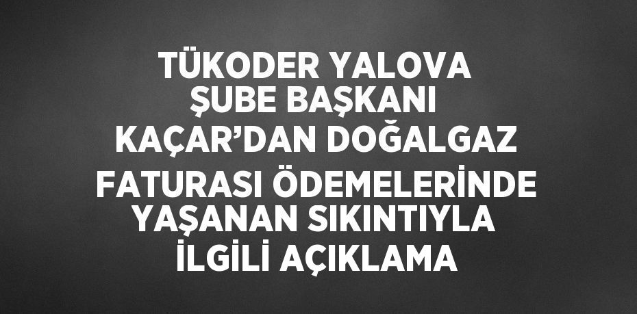 TÜKODER YALOVA ŞUBE BAŞKANI KAÇAR’DAN DOĞALGAZ FATURASI ÖDEMELERİNDE YAŞANAN SIKINTIYLA İLGİLİ AÇIKLAMA