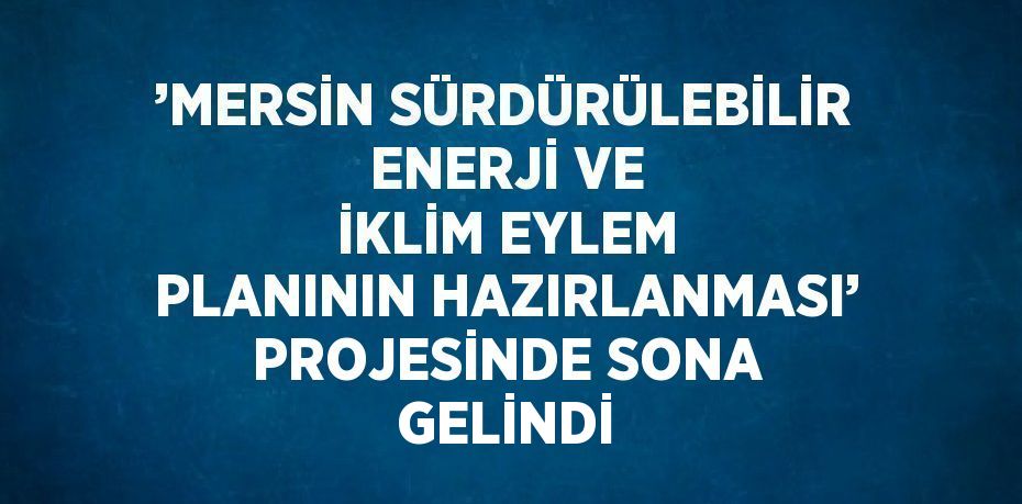 ’MERSİN SÜRDÜRÜLEBİLİR ENERJİ VE İKLİM EYLEM PLANININ HAZIRLANMASI’ PROJESİNDE SONA GELİNDİ