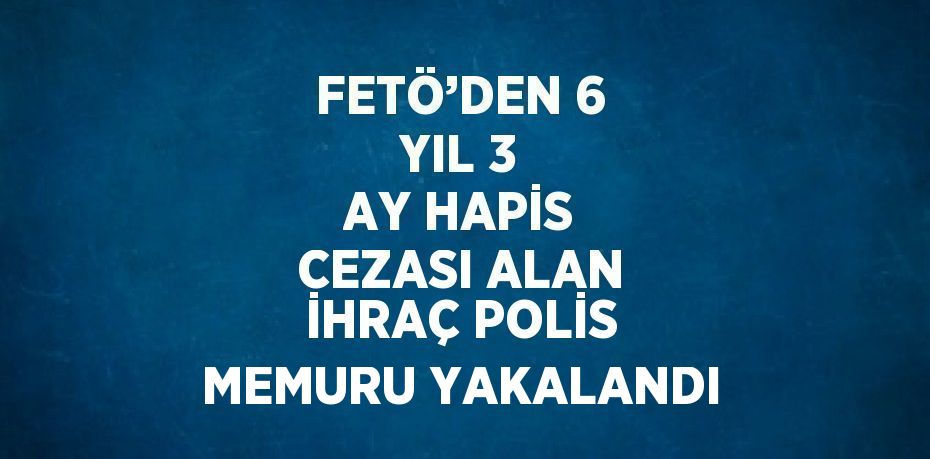 FETÖ’DEN 6 YIL 3 AY HAPİS CEZASI ALAN İHRAÇ POLİS MEMURU YAKALANDI