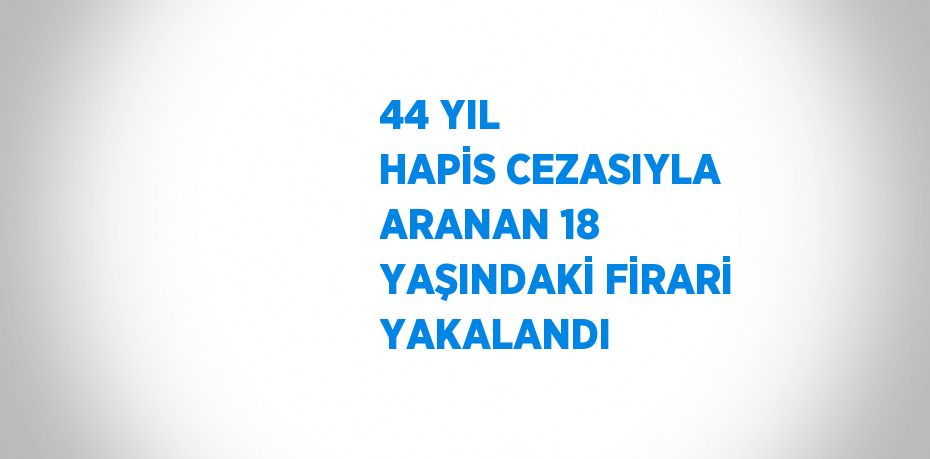 44 YIL HAPİS CEZASIYLA ARANAN 18 YAŞINDAKİ FİRARİ YAKALANDI