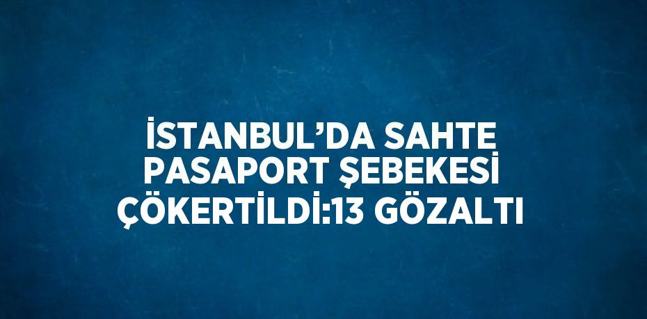 İSTANBUL’DA SAHTE PASAPORT ŞEBEKESİ ÇÖKERTİLDİ:13 GÖZALTI