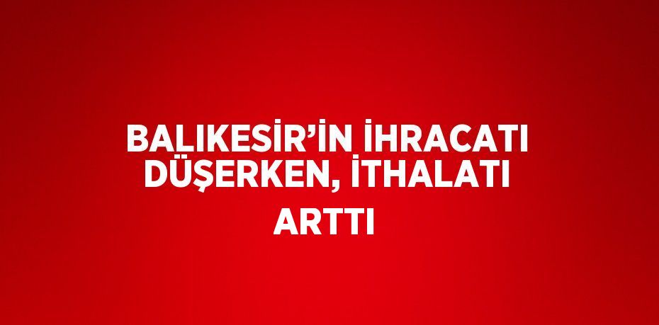 BALIKESİR’İN İHRACATI DÜŞERKEN, İTHALATI ARTTI