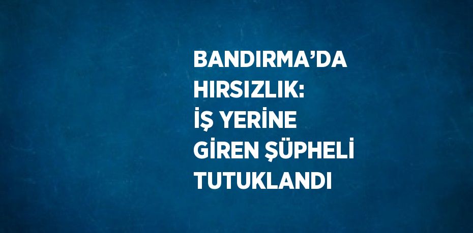 BANDIRMA’DA HIRSIZLIK: İŞ YERİNE GİREN ŞÜPHELİ TUTUKLANDI