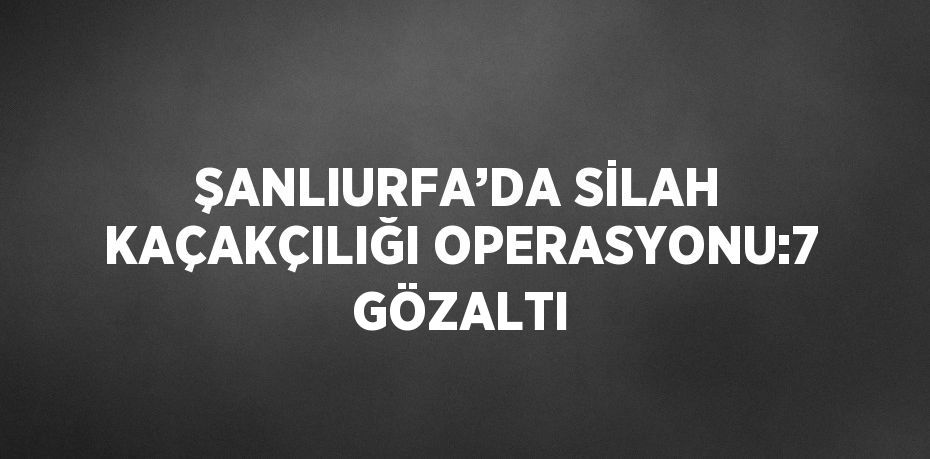 ŞANLIURFA’DA SİLAH KAÇAKÇILIĞI OPERASYONU:7 GÖZALTI