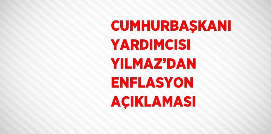 CUMHURBAŞKANI YARDIMCISI YILMAZ’DAN ENFLASYON AÇIKLAMASI