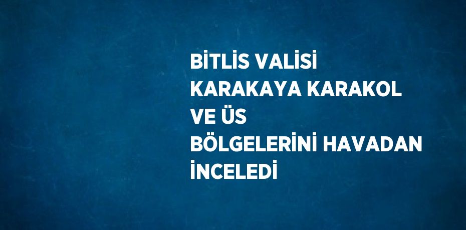 BİTLİS VALİSİ KARAKAYA KARAKOL VE ÜS BÖLGELERİNİ HAVADAN İNCELEDİ