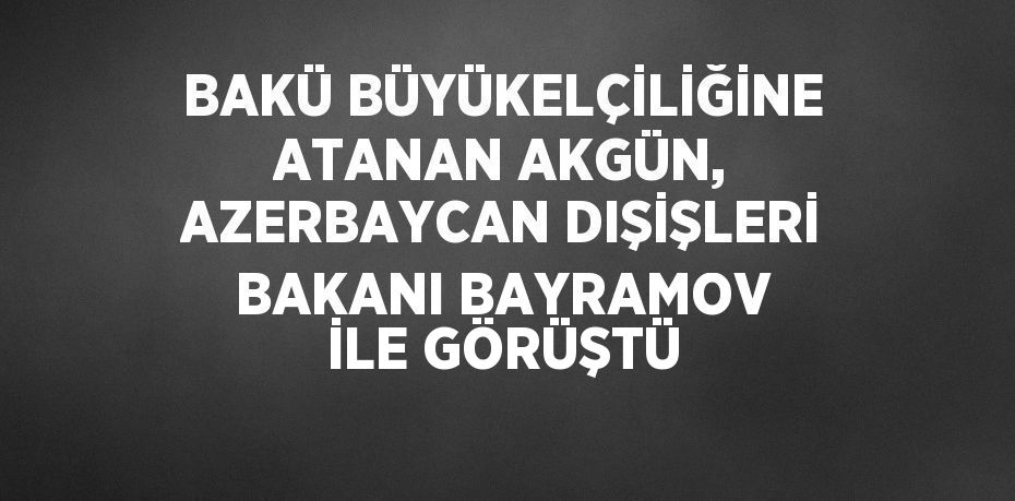 BAKÜ BÜYÜKELÇİLİĞİNE ATANAN AKGÜN, AZERBAYCAN DIŞİŞLERİ BAKANI BAYRAMOV İLE GÖRÜŞTÜ