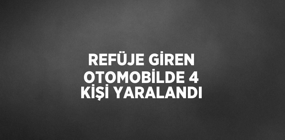 REFÜJE GİREN OTOMOBİLDE 4 KİŞİ YARALANDI