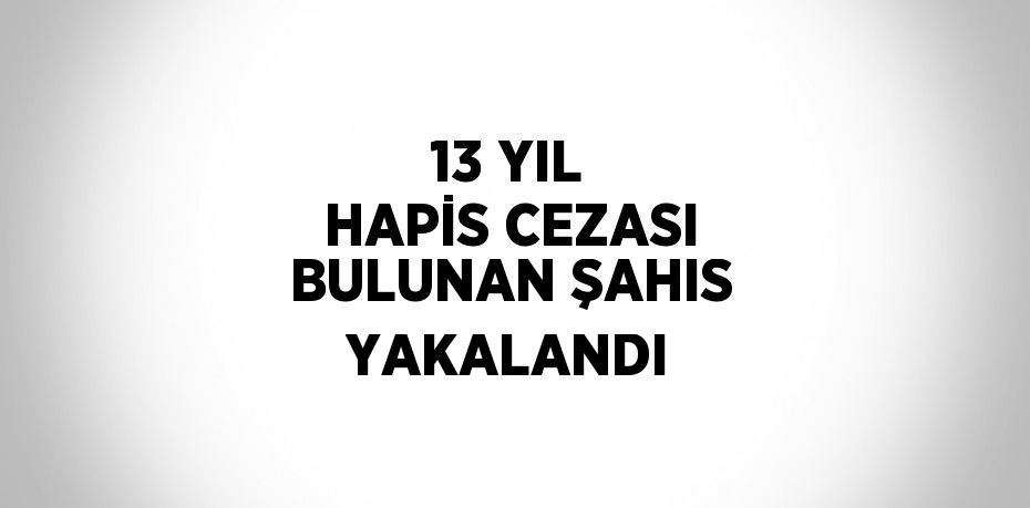 13 YIL HAPİS CEZASI BULUNAN ŞAHIS YAKALANDI