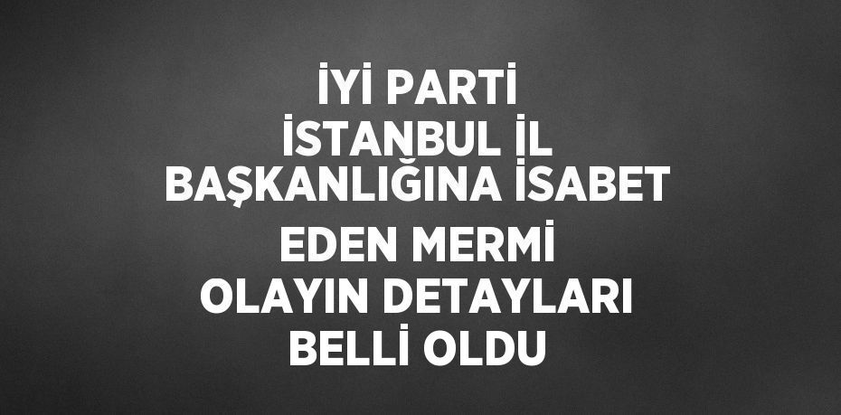 İYİ PARTİ İSTANBUL İL BAŞKANLIĞINA İSABET EDEN MERMİ OLAYIN DETAYLARI BELLİ OLDU