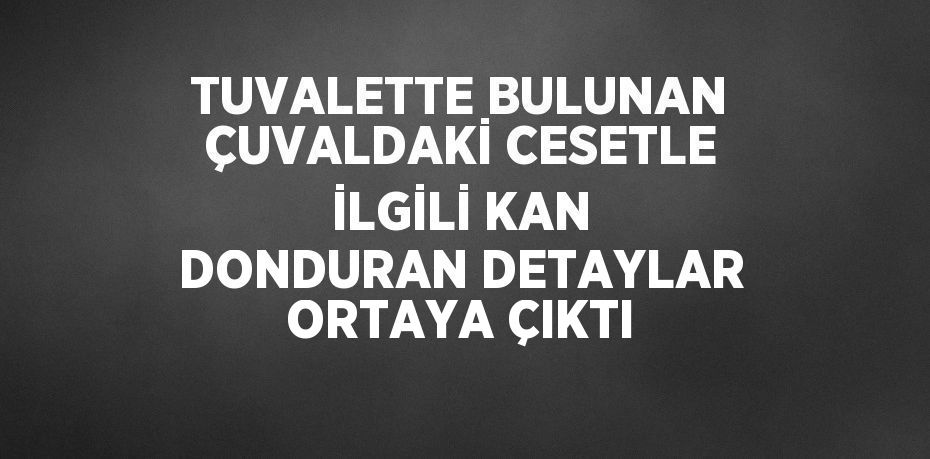 TUVALETTE BULUNAN ÇUVALDAKİ CESETLE İLGİLİ KAN DONDURAN DETAYLAR ORTAYA ÇIKTI