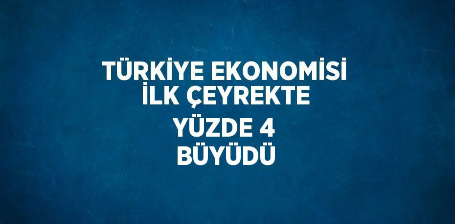 TÜRKİYE EKONOMİSİ İLK ÇEYREKTE YÜZDE 4 BÜYÜDÜ