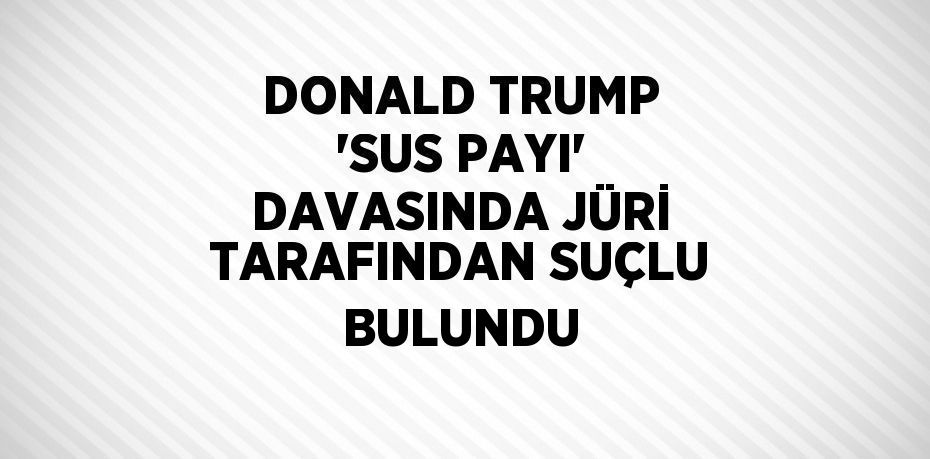 DONALD TRUMP 'SUS PAYI' DAVASINDA JÜRİ TARAFINDAN SUÇLU BULUNDU