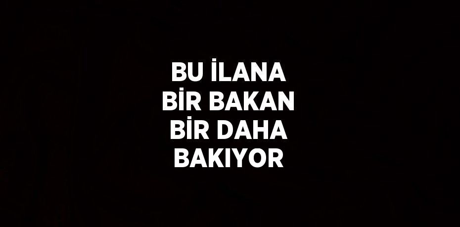 BU İLANA BİR BAKAN BİR DAHA BAKIYOR