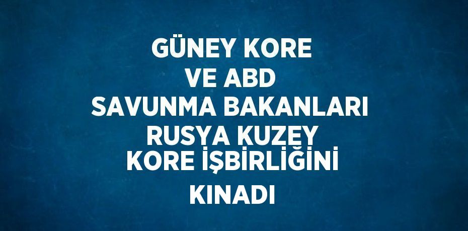 GÜNEY KORE VE ABD SAVUNMA BAKANLARI RUSYA KUZEY KORE İŞBİRLİĞİNİ KINADI