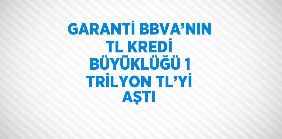 GARANTİ BBVA’NIN TL KREDİ BÜYÜKLÜĞÜ 1 TRİLYON TL’Yİ AŞTI