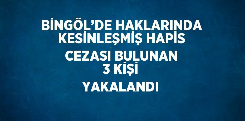 BİNGÖL’DE HAKLARINDA KESİNLEŞMİŞ HAPİS CEZASI BULUNAN 3 KİŞİ YAKALANDI