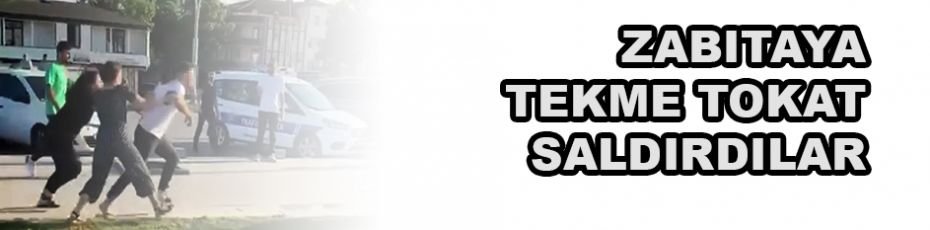 Zabıtaya tekme tokat saldırdılar