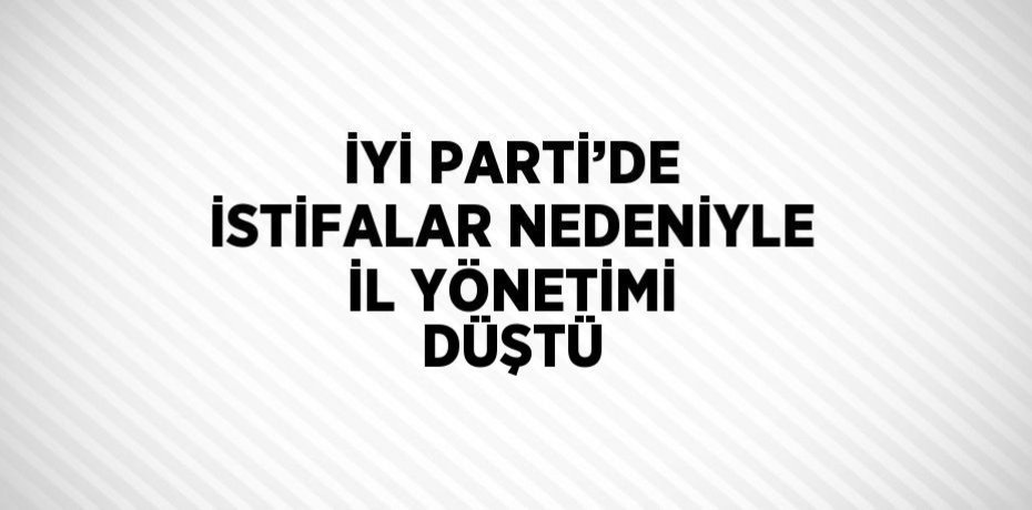 İYİ PARTİ’DE İSTİFALAR NEDENİYLE İL YÖNETİMİ DÜŞTÜ