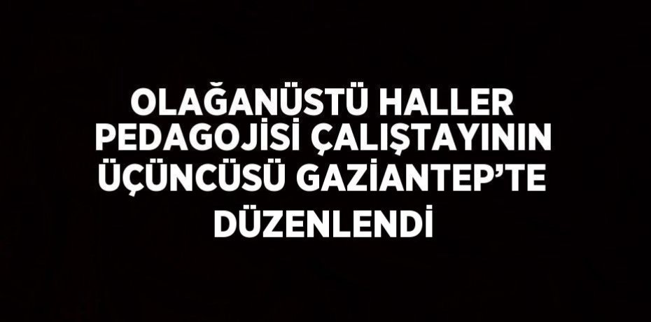 OLAĞANÜSTÜ HALLER PEDAGOJİSİ ÇALIŞTAYININ ÜÇÜNCÜSÜ GAZİANTEP’TE DÜZENLENDİ