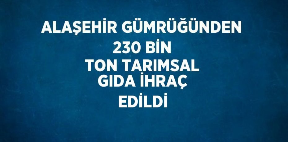 ALAŞEHİR GÜMRÜĞÜNDEN 230 BİN TON TARIMSAL GIDA İHRAÇ EDİLDİ