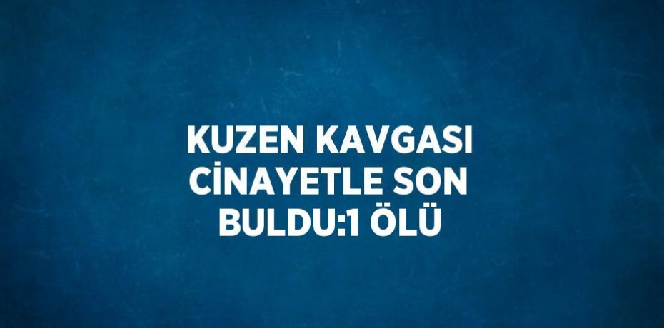 KUZEN KAVGASI CİNAYETLE SON BULDU:1 ÖLÜ