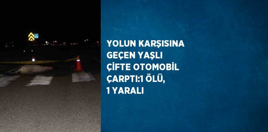 YOLUN KARŞISINA GEÇEN YAŞLI ÇİFTE OTOMOBİL ÇARPTI:1 ÖLÜ, 1 YARALI