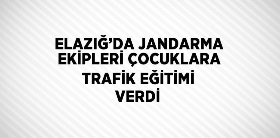 ELAZIĞ’DA JANDARMA EKİPLERİ ÇOCUKLARA TRAFİK EĞİTİMİ VERDİ