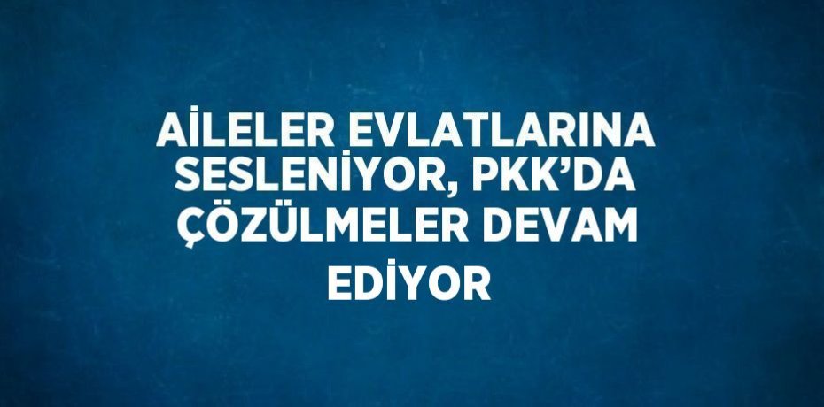 AİLELER EVLATLARINA SESLENİYOR, PKK’DA ÇÖZÜLMELER DEVAM EDİYOR