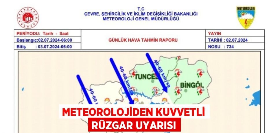METEOROLOJİDEN KUVVETLİ RÜZGAR UYARISI