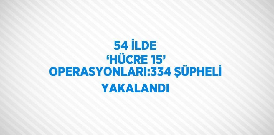 54 İLDE ‘HÜCRE 15’ OPERASYONLARI:334 ŞÜPHELİ YAKALANDI