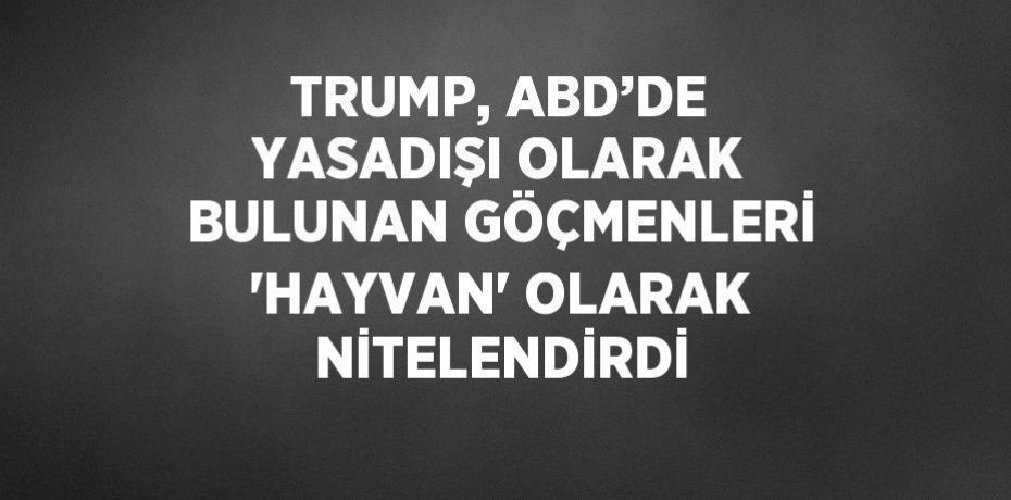 TRUMP, ABD’DE YASADIŞI OLARAK BULUNAN GÖÇMENLERİ 'HAYVAN' OLARAK NİTELENDİRDİ