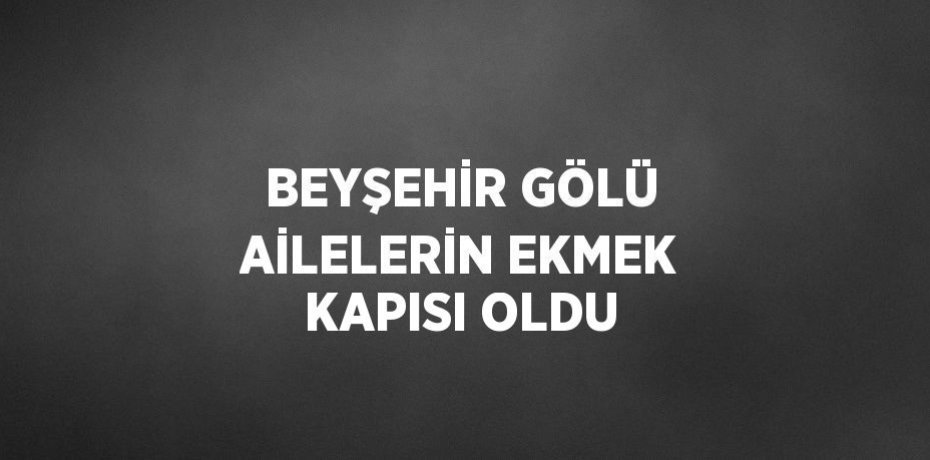BEYŞEHİR GÖLÜ AİLELERİN EKMEK KAPISI OLDU