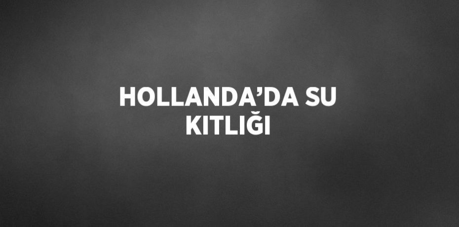 HOLLANDA’DA SU KITLIĞI