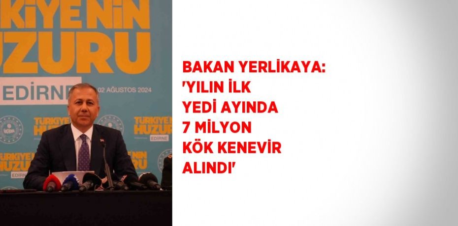BAKAN YERLİKAYA: 'YILIN İLK YEDİ AYINDA 7 MİLYON KÖK KENEVİR ALINDI'