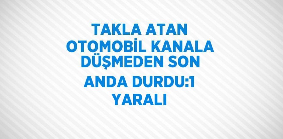 TAKLA ATAN OTOMOBİL KANALA DÜŞMEDEN SON ANDA DURDU:1 YARALI