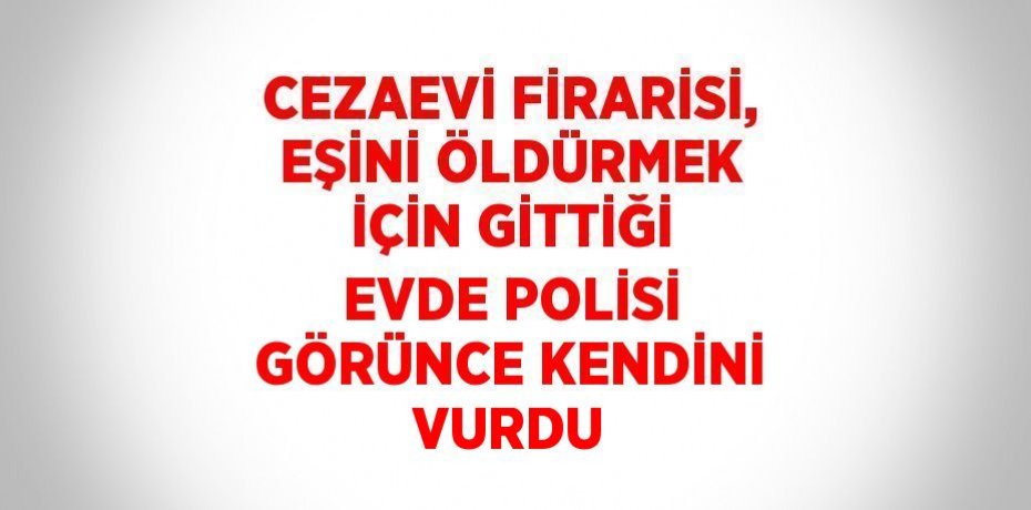 CEZAEVİ FİRARİSİ, EŞİNİ ÖLDÜRMEK İÇİN GİTTİĞİ EVDE POLİSİ GÖRÜNCE KENDİNİ VURDU