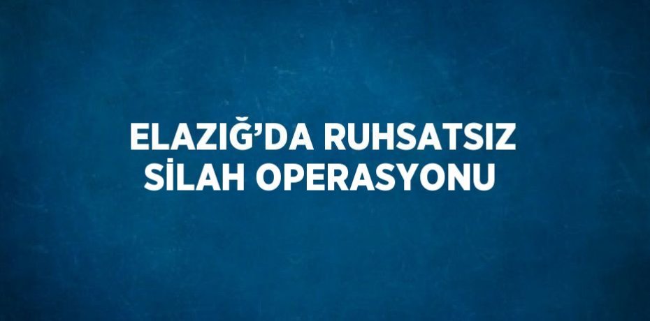 ELAZIĞ’DA RUHSATSIZ SİLAH OPERASYONU
