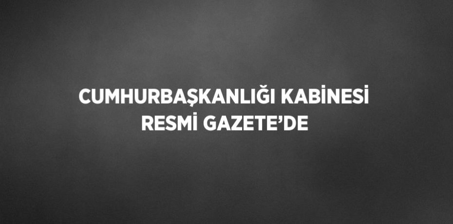 CUMHURBAŞKANLIĞI KABİNESİ RESMİ GAZETE’DE