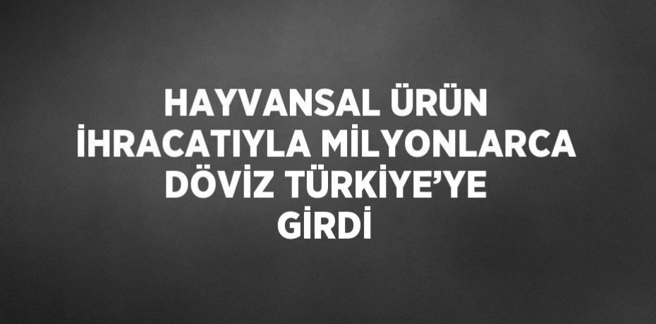 HAYVANSAL ÜRÜN İHRACATIYLA MİLYONLARCA DÖVİZ TÜRKİYE’YE GİRDİ
