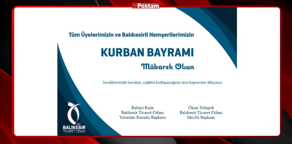 BALIKESİR TİCARET ODASI KURBAN BAYRAMI MESAJI